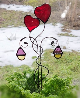 Декор из стекла "Фонарь с сердечками" в интернет-магазине Своими Руками