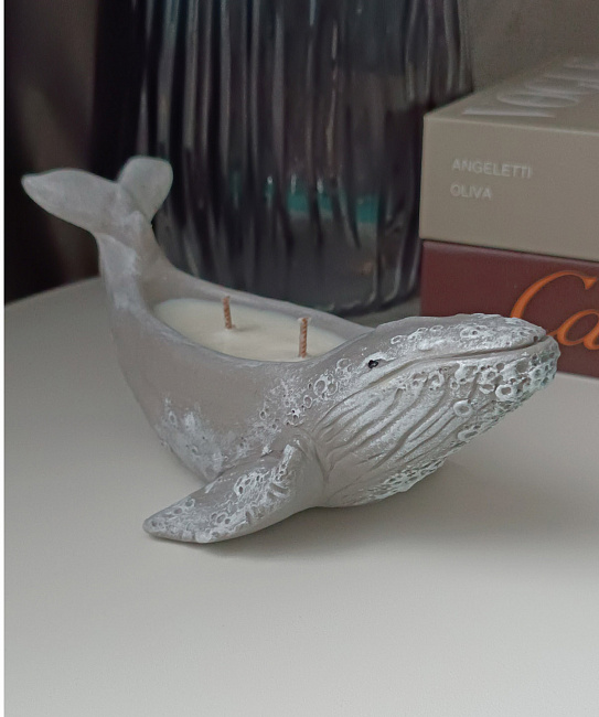 Свеча в гипсовом подсвечнике "Волшебный кит" в интернет-магазине Своими Руками